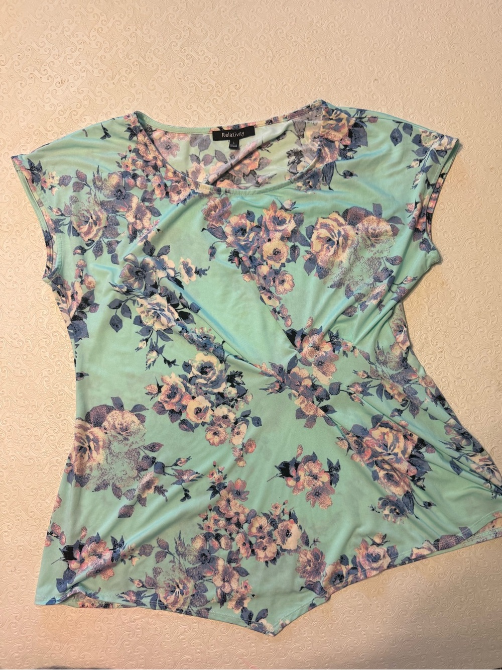 Relativity Mint Floral Cap Sleeve Top